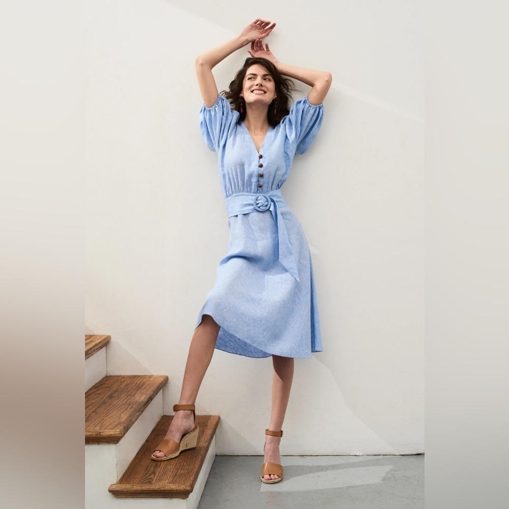 Sachin & Babi - Kelsey Linen Dress Baby Blue Belted NWT size 4